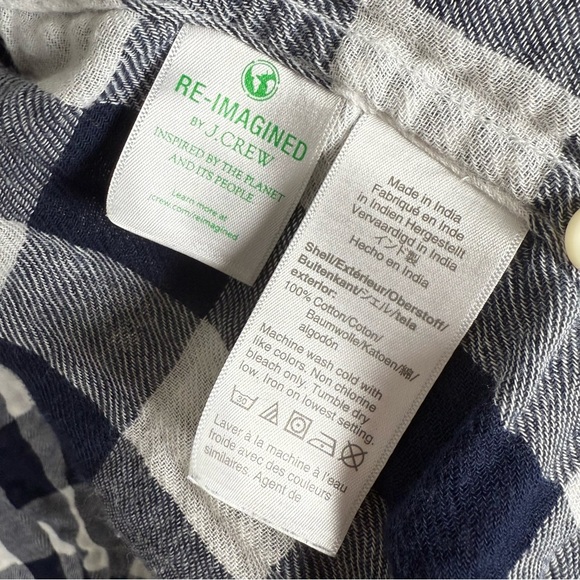 J. Crew Navy and White Gingham Shirt - Picture 8 of 9